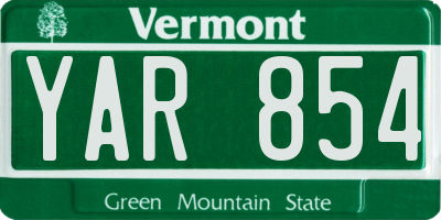 VT license plate YAR854