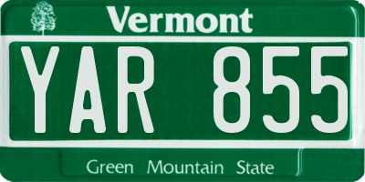 VT license plate YAR855