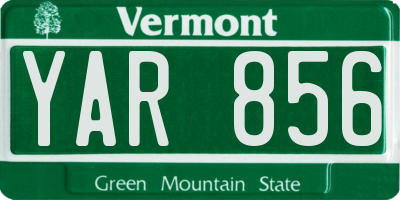 VT license plate YAR856