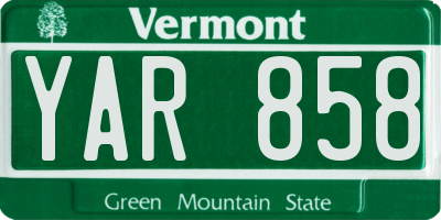 VT license plate YAR858