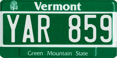 VT license plate YAR859