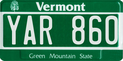VT license plate YAR860