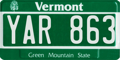 VT license plate YAR863