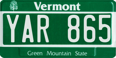 VT license plate YAR865