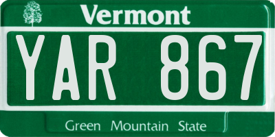 VT license plate YAR867