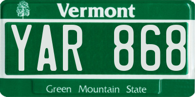 VT license plate YAR868