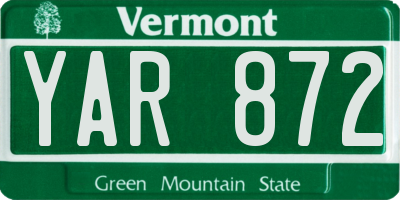 VT license plate YAR872