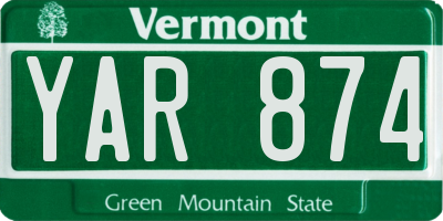 VT license plate YAR874