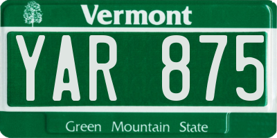 VT license plate YAR875