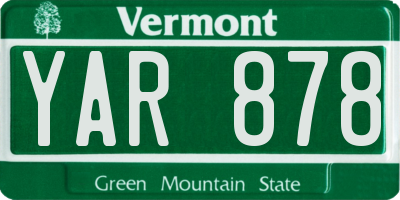 VT license plate YAR878