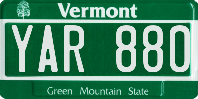 VT license plate YAR880
