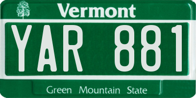 VT license plate YAR881