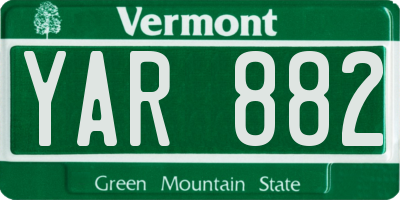 VT license plate YAR882