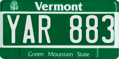 VT license plate YAR883