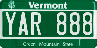 VT license plate YAR888