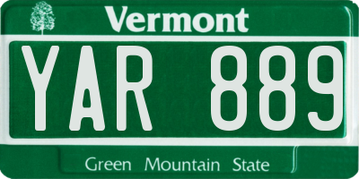 VT license plate YAR889