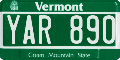 VT license plate YAR890