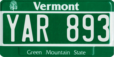 VT license plate YAR893