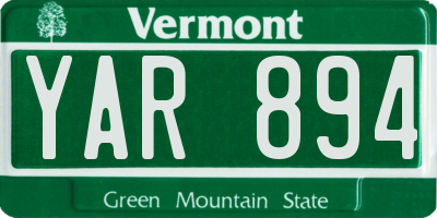 VT license plate YAR894