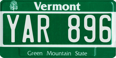 VT license plate YAR896