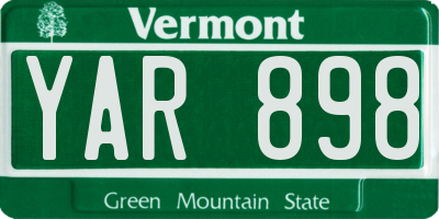 VT license plate YAR898