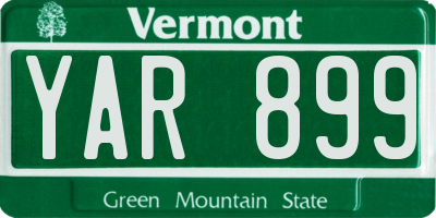 VT license plate YAR899