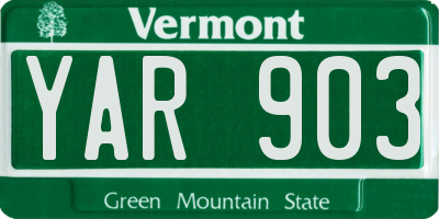 VT license plate YAR903
