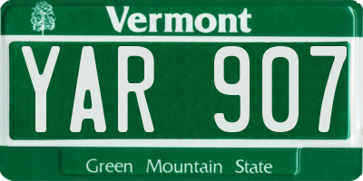 VT license plate YAR907
