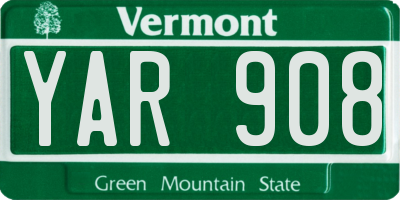 VT license plate YAR908