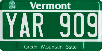 VT license plate YAR909