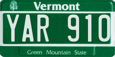VT license plate YAR910