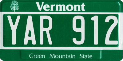 VT license plate YAR912