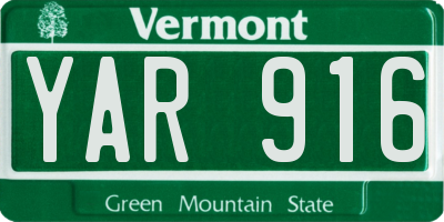 VT license plate YAR916