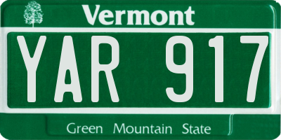 VT license plate YAR917