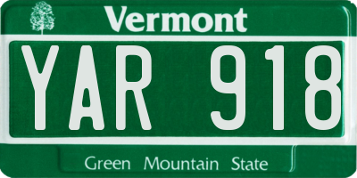 VT license plate YAR918