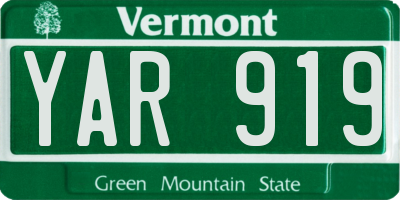 VT license plate YAR919