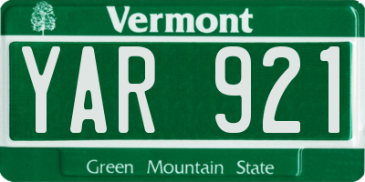 VT license plate YAR921