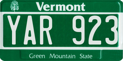 VT license plate YAR923