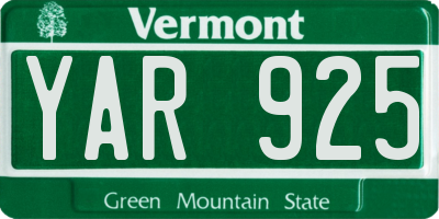 VT license plate YAR925