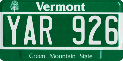 VT license plate YAR926