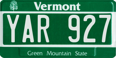 VT license plate YAR927