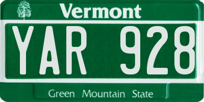 VT license plate YAR928