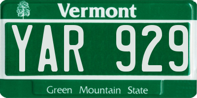 VT license plate YAR929