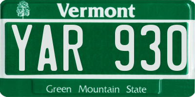 VT license plate YAR930