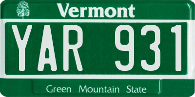 VT license plate YAR931