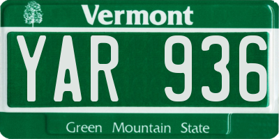 VT license plate YAR936