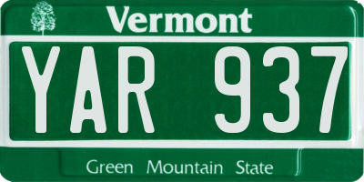 VT license plate YAR937