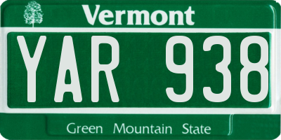 VT license plate YAR938