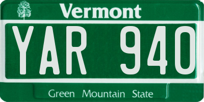 VT license plate YAR940