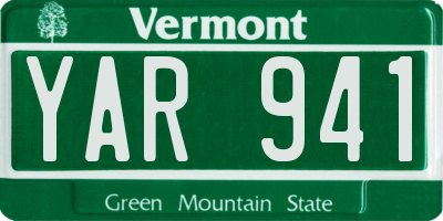 VT license plate YAR941